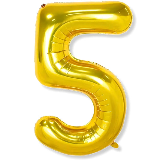 9043 (10 pcs ) Number 5 Foil Gold Foil Balloon