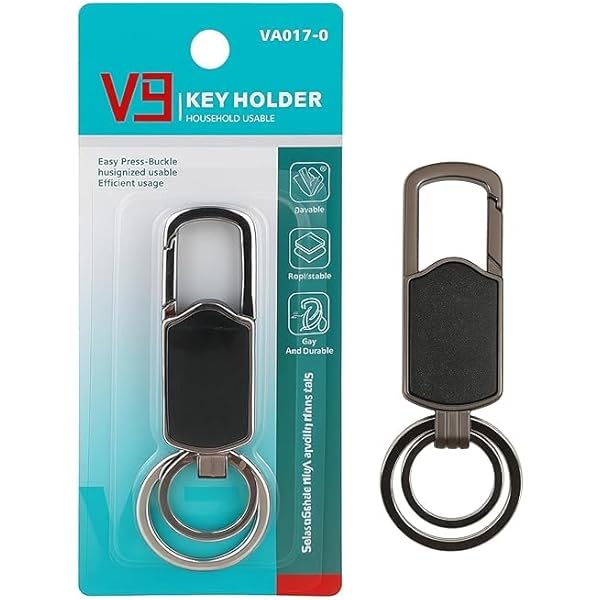 VA013-Q Portable Double Ring Keychain & Key Holder For Car & Bike’s Anti-Lost Key Chain For Gift Boys Girls & Friends  {Random Design}