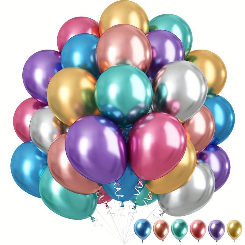 20720 Multi Chrome Balloons, 50pcs  Shiny Multicolour Chrome metallic Balloons for Birthday, Anniversary, Engagement, Wedding, Baby Shower, Festival Party Decorations