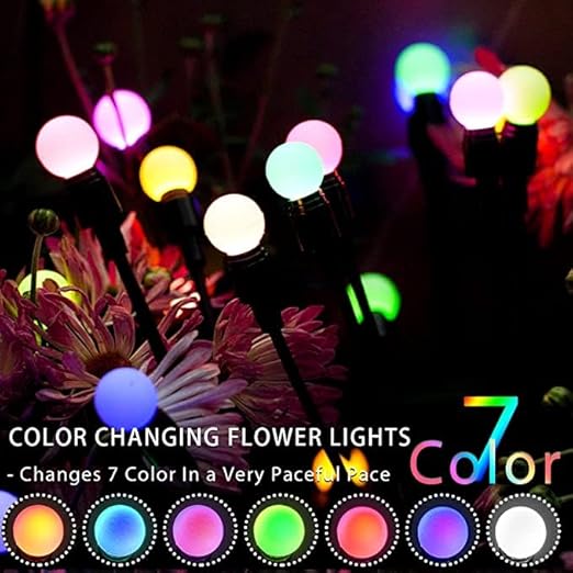 10872 Firefly Outdoor Solar Lights - 6 LED Flash Mode Waterproof Garden Lights, Magical Fairy Light Fireflies for Yard Decoration