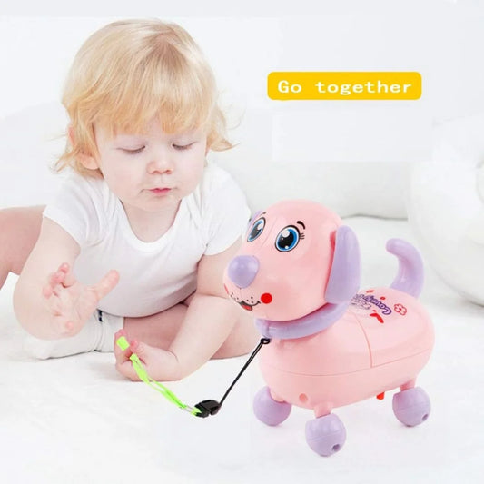 10116 Cute Pet Toy Dog Musical Walking With Strap To Walk Along With Puppy Cartoon Dog