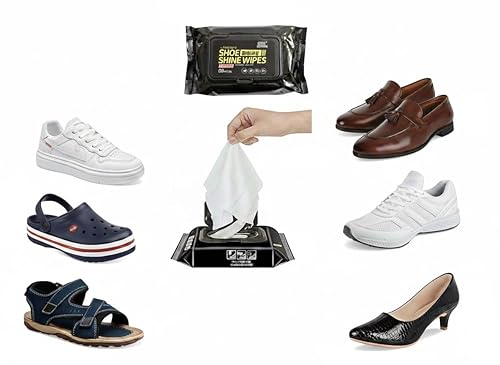 10039 Shoe Wipes Shine & Cleaning, 80 Wipes Portable Cleaning Wipes for Sneakers and Leather Shoes