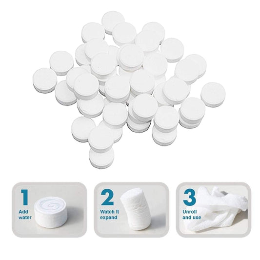 20479 {Pack of 6} Towel Tablets, Facial Cleansing Tissue, Mini Tablets Disposable Towels, Makeup Remover Pads, Water Activated Coin Tissue for Beauty Salon, Travel, Sports & Personal Use