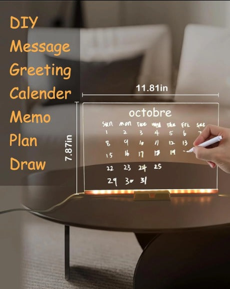 1515-1 LED Note Board with Colors, Light Up Acrylic Message Board, with 7 Pens Size=15*15 Cm