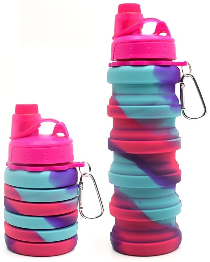 20051 Water Bottle, Solid Color Silicone Foldable Water Bottle For Sports, Trekking, Cycling, Outdoor