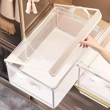 10884 Transparent Folding Cover Storage Bins – Waterproof, Multi-Purpose Clothes Organizer For Wardrobe & Home, Transparent and Durable Clothes Organizer