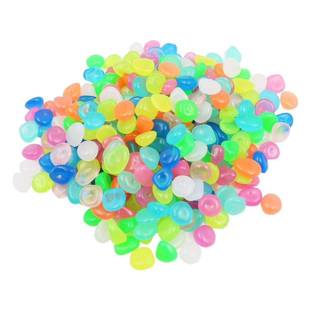 21304 Radium Glossy Stone Glow in The Dark Decorative Pebbles Luminous Resin Stones for Aquarium Garden Vase Pathway & Home Décor Non-Toxic Reusable Glow Rocks (SMALL MULTI GLOWING)