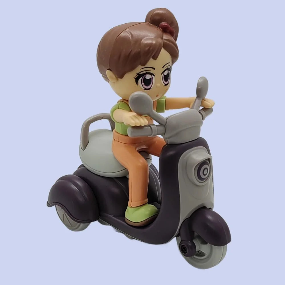 11176 Scooter Toy for Kids – Cute Girl Rider Figure with Swing & Inertia Functions – Durable Friction-Powered Vehicle for Toddlers – Fun Pretend Play