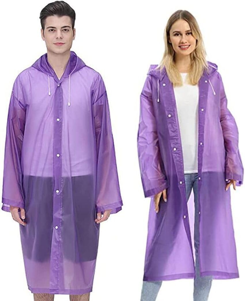 20717 Waterproof PE Plastic Raincoat with Hood for Men & Women | Lightweight Reusable Rain Wear | Snap Button Closure | Portable Emergency Outdoor Rain Protection {All age}