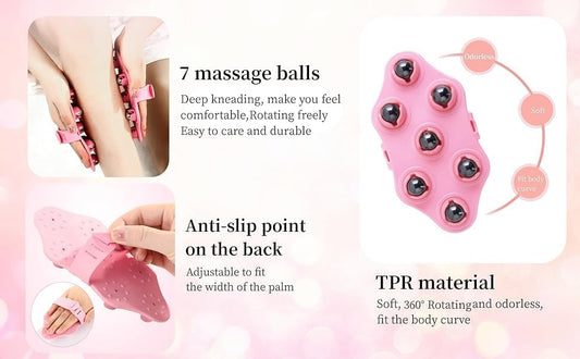 10398 Palm Shaped Massage Glove, a portable manual massager with 7x 360-Degree magnetic roller balls for a deep tissue massage