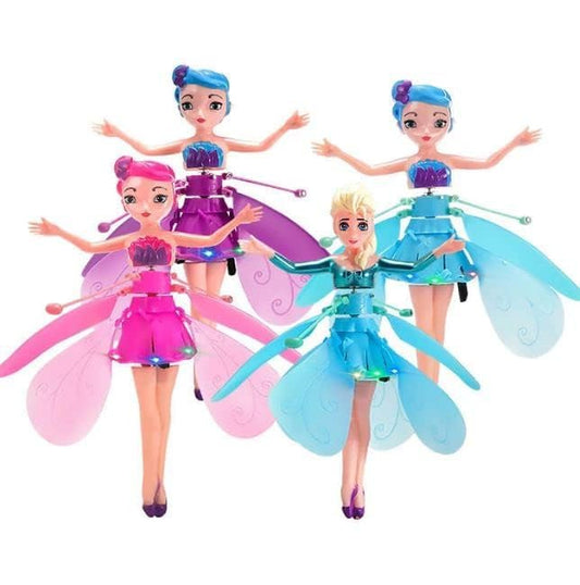 20871 Magical Flying Fairy Toy Doll Hand Sensor Control USB Powered Magic Flying Fairy Sky Dancers Rainbow Glitter Princess for Girls Boys (Random Color)