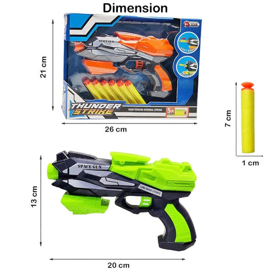 11127 Thunder Strike Space Gun Toy Blaster with 6 Soft Foam Darts, High Tension Internal Spring, Long Range