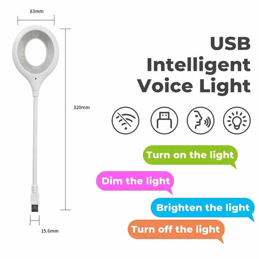 10339 Voice Control Light LED Desk Lamp with 24 LED Beads 2m Sound Control Distance 3 Brightness Levels Multi-Directional Curve LED Beads Smart Home USB Voice Reading Light