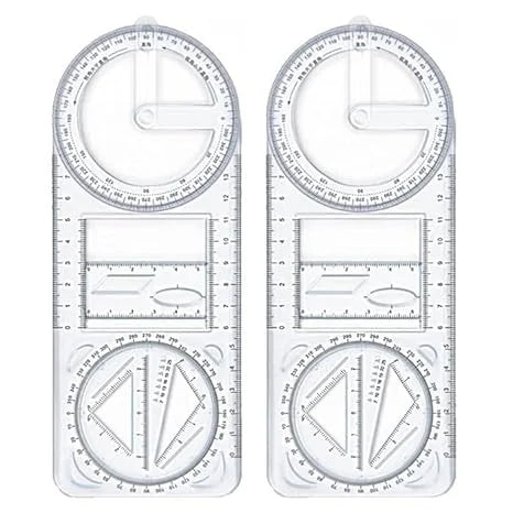 10507 Geometric Ruler – Transparent Multi-Angle Measuring Tool for Artists, Designers, and Students