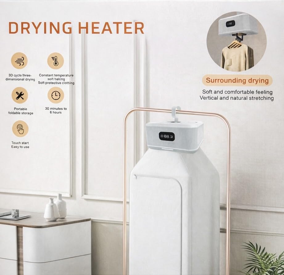 LS-171 Portable Electric Clothes Dryer Machine with Timer, Fast Drying Mini Cloth for Travel, Home & Hostel Use, Foldable Garment with Hook