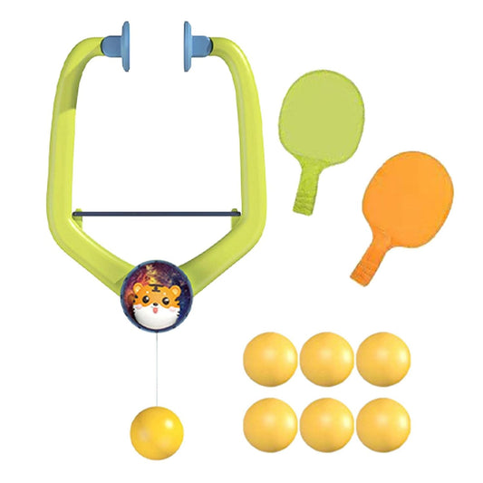 20932 Indoor Hanging Table Tennis Trainer Paddles and Balls No Need Table Portable Solid Rackets 6 Balls Self Training and Workout Indoor Gaming Set