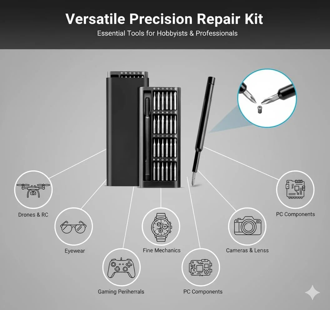 6024 24 in 1 Mini Screwdriver Set with Case, Magnetic Precision Repair Tool Kit for Electronics, Phone, Laptop, and Small Devices