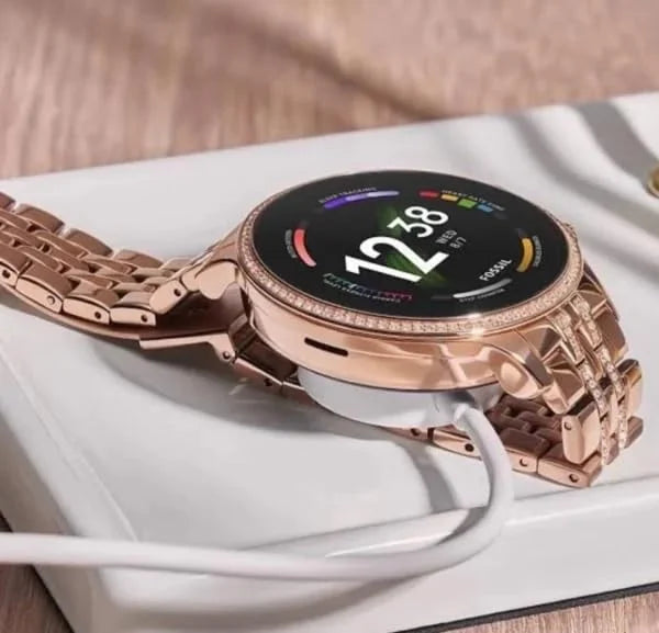 GEN 9 Golden Round Diamond Smartwatch for Women | Ultra Luxury Rose Gold Bracelet Smart Watch Bluetooth Call, Wireless Charge, Fashionable Fitness Tracker-Golden Version