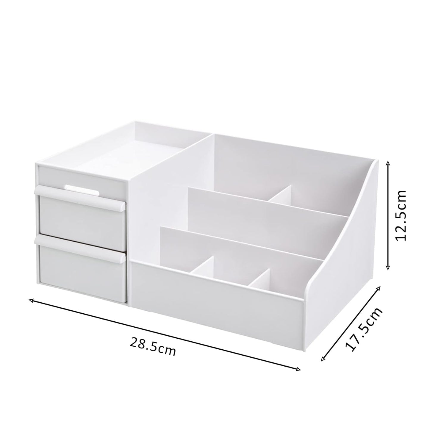 10393 Cosmetic Organizer Box Drawers Storage Plastic Stationary Box | Make Up Organiser for Women (White)