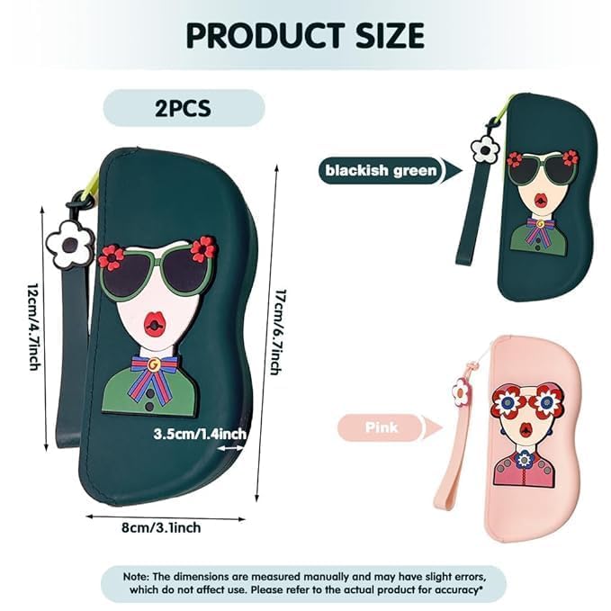 20781 Cute Silicone Sunglass Case with Zipper & Wrist Strap, Soft Protective Glasses Holder for Women, Men & Kids | Waterproof Eyeglass Pouch with Cleaning Cloth | Travel & Everyday Use (MULTI COLOR)
