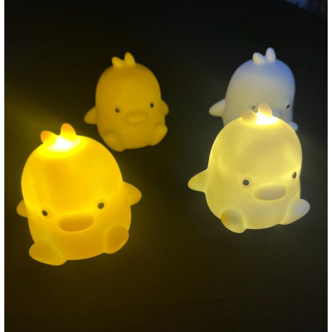 KT-C151 Cute Duck Night Light Nursery Nightlight Lamp Battery Operated Squishy Silicone Bedside Lamp with Tap Control, Fastival Gift