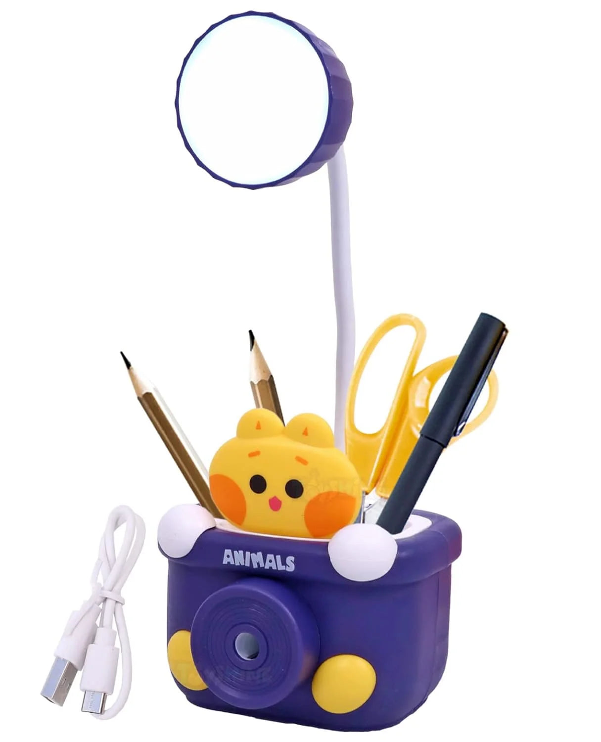 8051 Table Lamp Desk Lamp Rechargeable with Pen Holder & Sharpener, Study Desk Light for Study