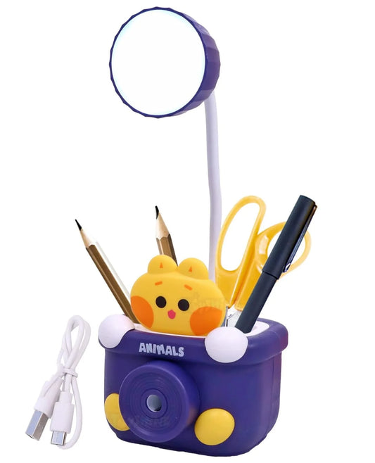 8051 Table Lamp Desk Lamp Rechargeable with Pen Holder & Sharpener, Study Desk Light for Study