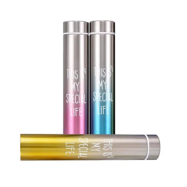 10740 Stainless Steel Slim Thin Vacuum Insulated Thermos Bottle 310 ml Steel Bottle Multicolor