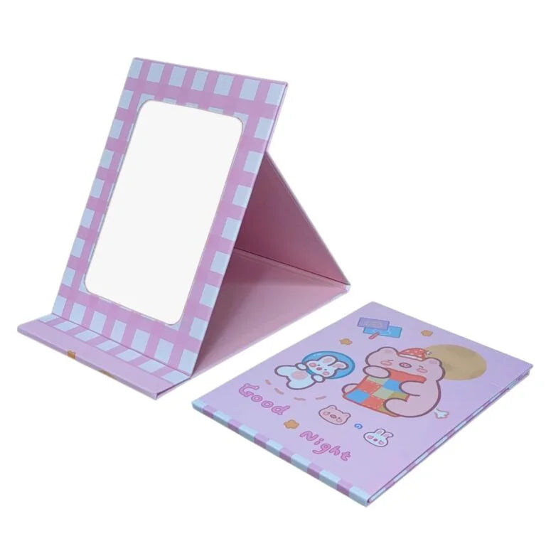 TMS-4009 Folding Makeup Mirror || Cartoon Print Vanity Mirror with Stand for Kids