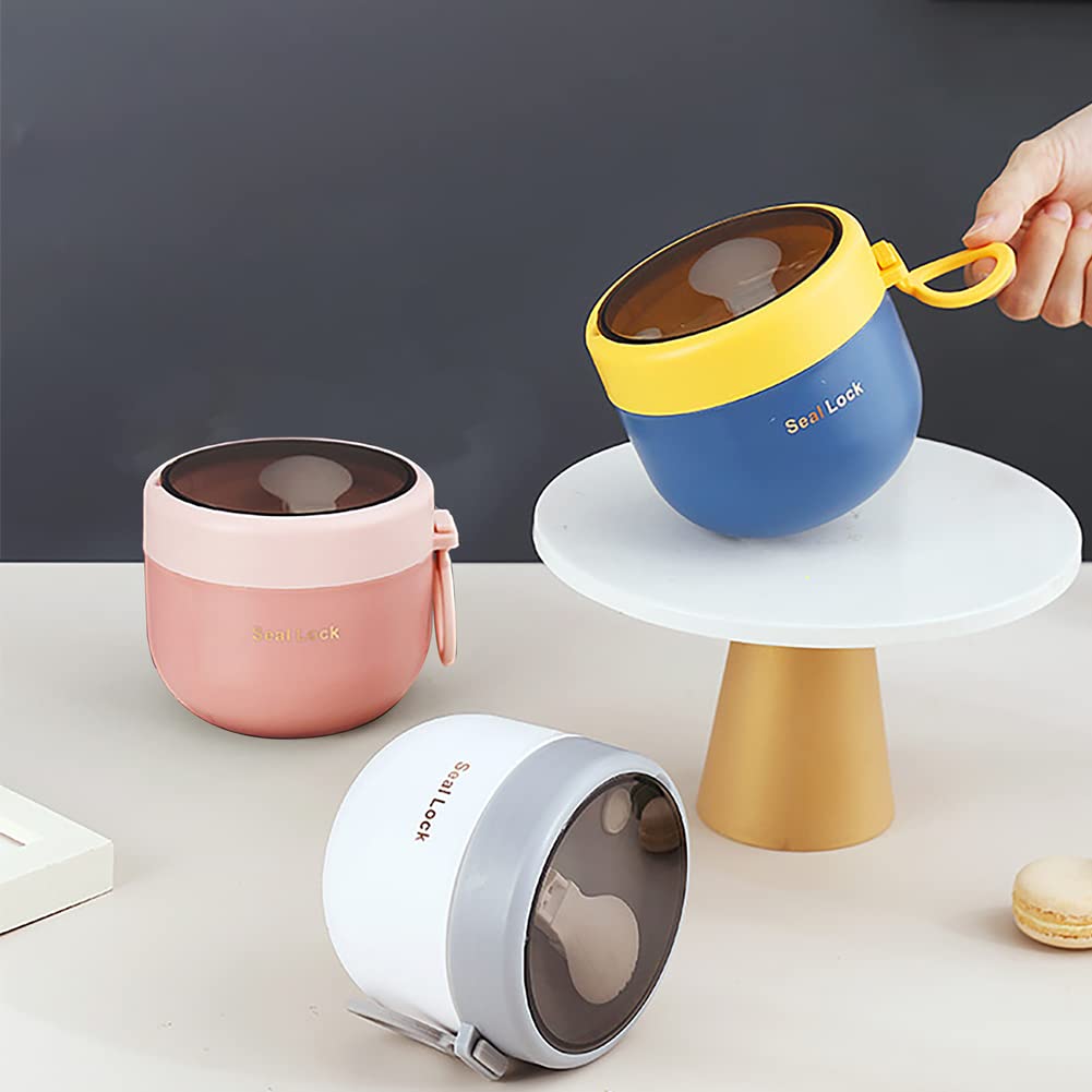 20773 Stainless Steel Insulated Bowl Lunch Box 600ml | Hot & Cold Meal Holder with Handle & Spoon | Leak Resistant Food Container for Office, School, Travel {Random Color}