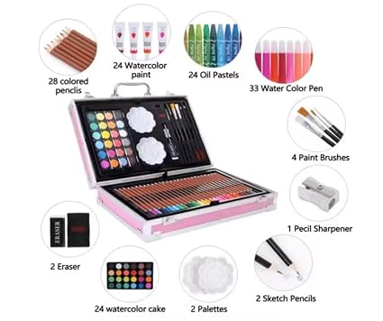 188307   145-Piece Kids Art Set with Space Party Case, Complete Drawing and Painting Kit with Markers, Crayons, Watercolours, Art Supplies for Children