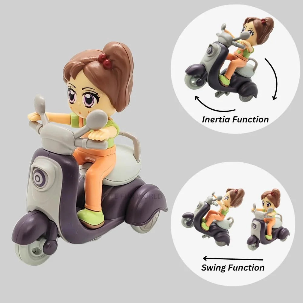 11176 Scooter Toy for Kids – Cute Girl Rider Figure with Swing & Inertia Functions – Durable Friction-Powered Vehicle for Toddlers – Fun Pretend Play