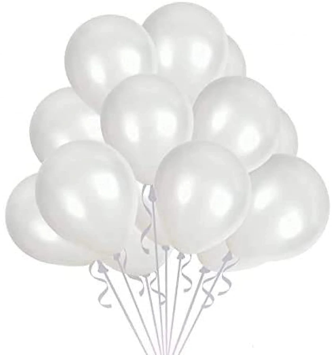 2035 (50 Pcs) White Metallic Balloons