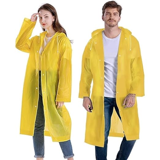 20872 Raincoat for Men Women  Waterproof EVA Rain Coat with Hood | Lightweight Reusable Foldable | Bike Scooty Riding Travel Monsoon | Full Length Poncho Rainwear {Random Color}