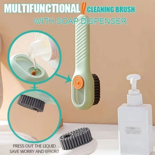 10093 Cleaning Brush Soap Dispensing Cleaning Brush Shoe , Cloth & Kitchen Cleaning Brush (Multicolor)