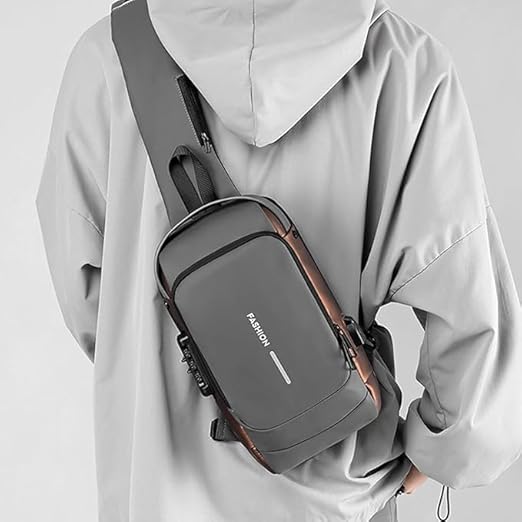 20405 Sling Bag for Men Stylish Crossbody Backpack for Men & Women, Anti-Theft Chest Bag with USB Charging Port, Messenger Bags