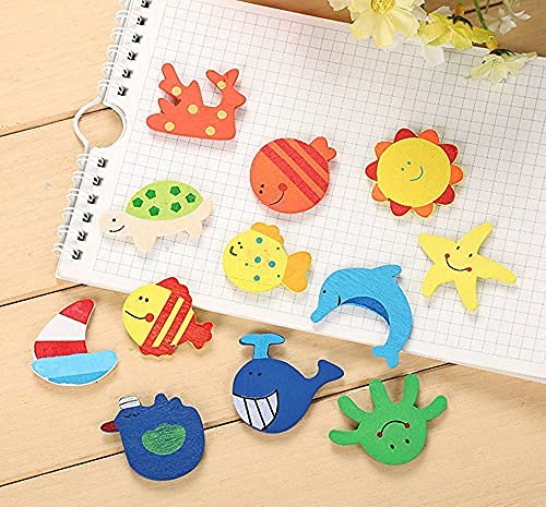 20686 {12 Pcs} Wooden Fridge Calendar Magnet Toy Shape Refrigerator Magnets Cartoon Cute Decorative Sticker for Metal Door Office Whiteboard Return Gifts For Kids