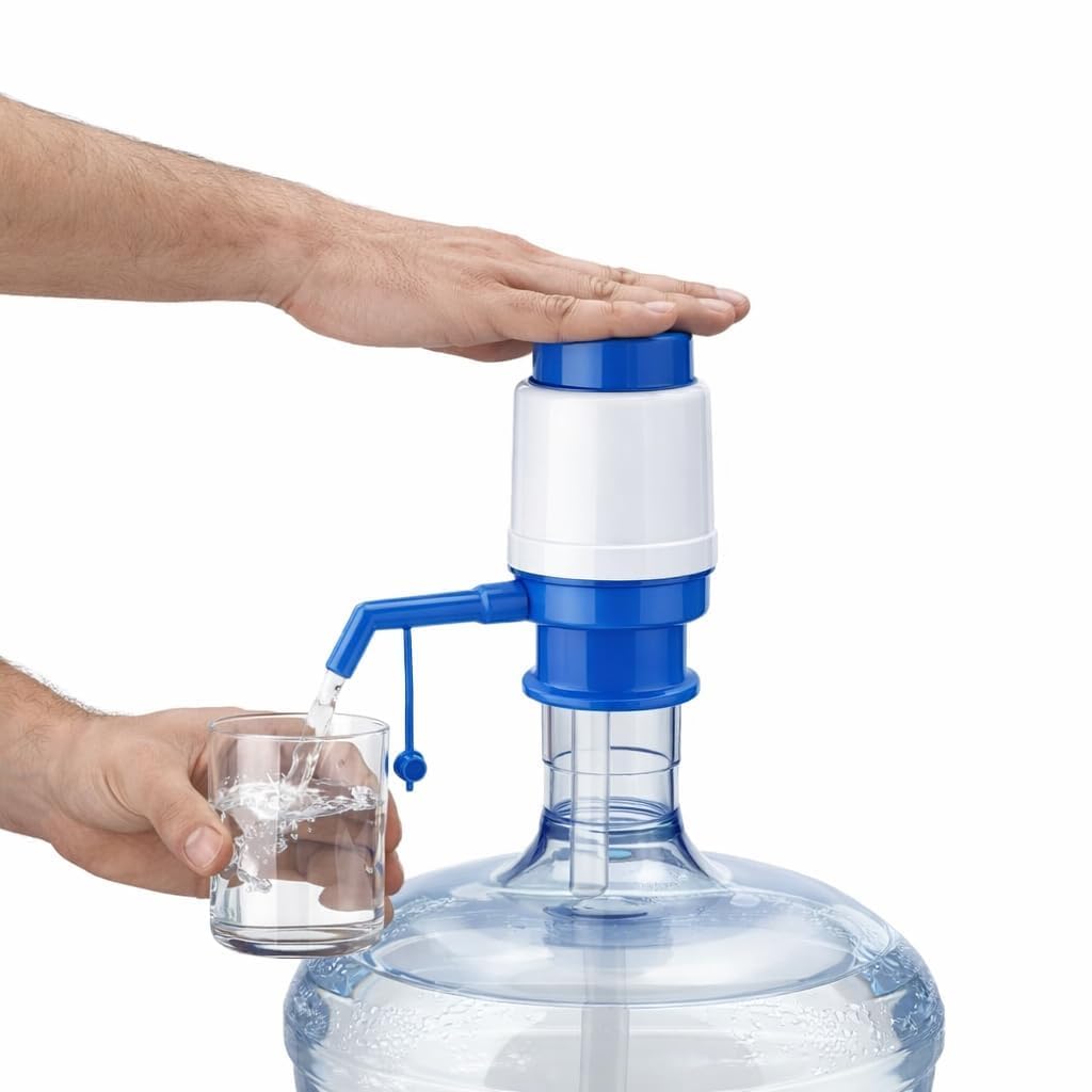20715  Drinking Water Pump Dispenser for 20 to 25 Litre Bottles | Hand Press Plastic Water Can Pump for Home Office Camping | Easy Fit Vacuum Action Water Dispenser