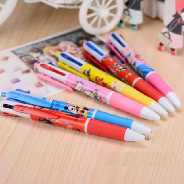 10272 (12 pcs) Cartoon Printed 4 In 1 Ball Pen
