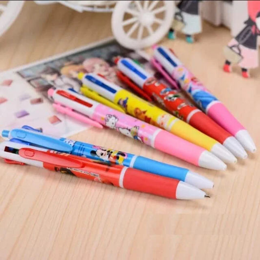 10272 (12 pcs) Cartoon Printed 4 In 1 Ball Pen