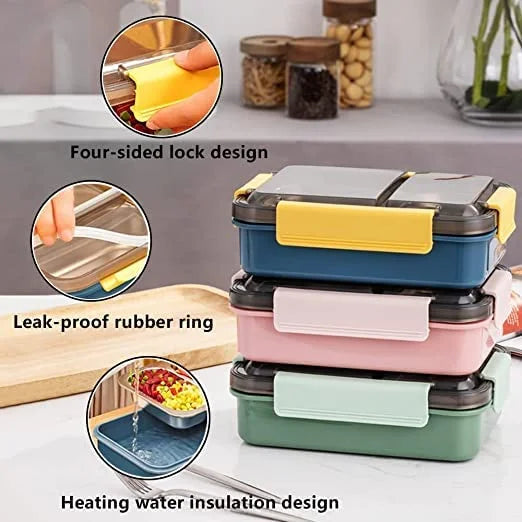 10652 2 Compartment Leak Proof Insulated Stainless Steel Bpa Free Insulated Lunch/Tiffin Box With Removable Inner Plate For Women&Men Office