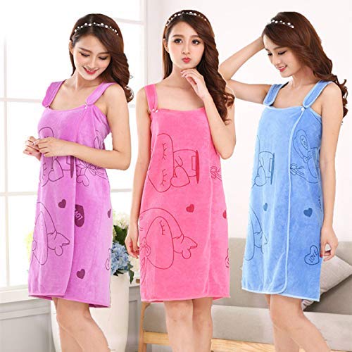 20123 Women Bath Towel Wearable Bath Robe Beach Towel Dress Lady Spa Shower Towel Body Wrap Free Size, Multicolor