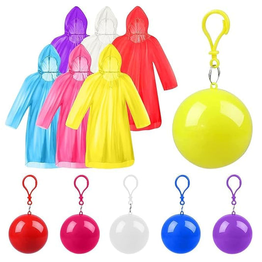 20726 Disposable Ball Raincoat - Stylish Spherical Keychain for Outdoor Events, Travel, and Anywhere | Lightweight, Foldable, Multi-color Rain Protection {Random Color}