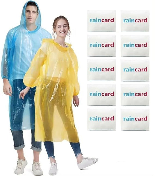 CK8322 Unisex Disposable Rain Card for Emergency Use | Waterproof with Smallest Pocket Size | Easy to Carry & Reusable 2-3 Times | Thin Plastic Multi Color Free Size