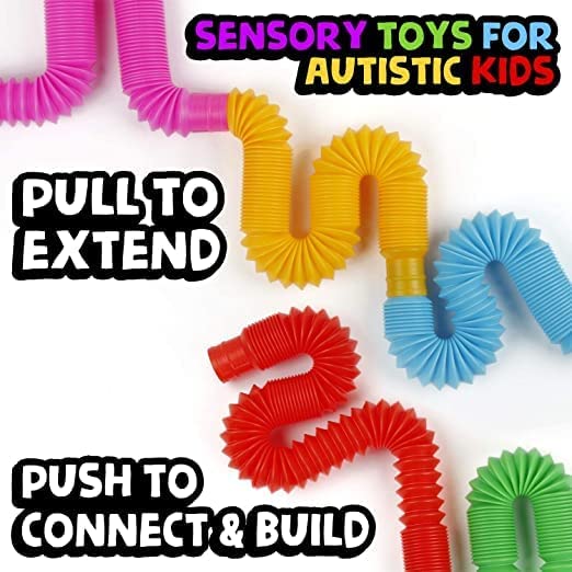 20466 {6 pcs} Pop Tube Toy Stretchy Bendable Pipe Toy Fidget Pop Toy Fidget Tube Toy Tube Sensory Toys(First Quality to Stretchy and soundy)