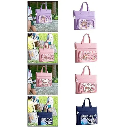 10371 Cartoon Printed Trendy Tote Bag for Party Spring Work for home office school travel camping drawing storage bag