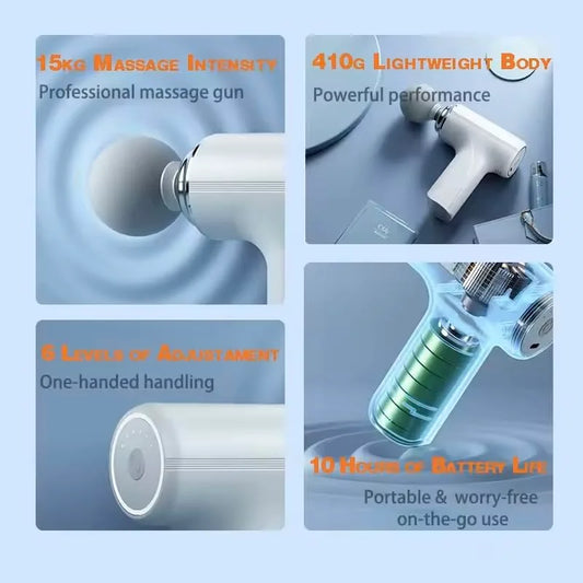 MG-203 Mini Rechargeable Vibration Massage Gun Wireless Muscle Relaxation Professional Fitness Portable Electric Fascia Gun 6 speed