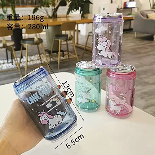 9074 Cute design Double Layer Bottle with Inside Sequence Glitter 240 ml