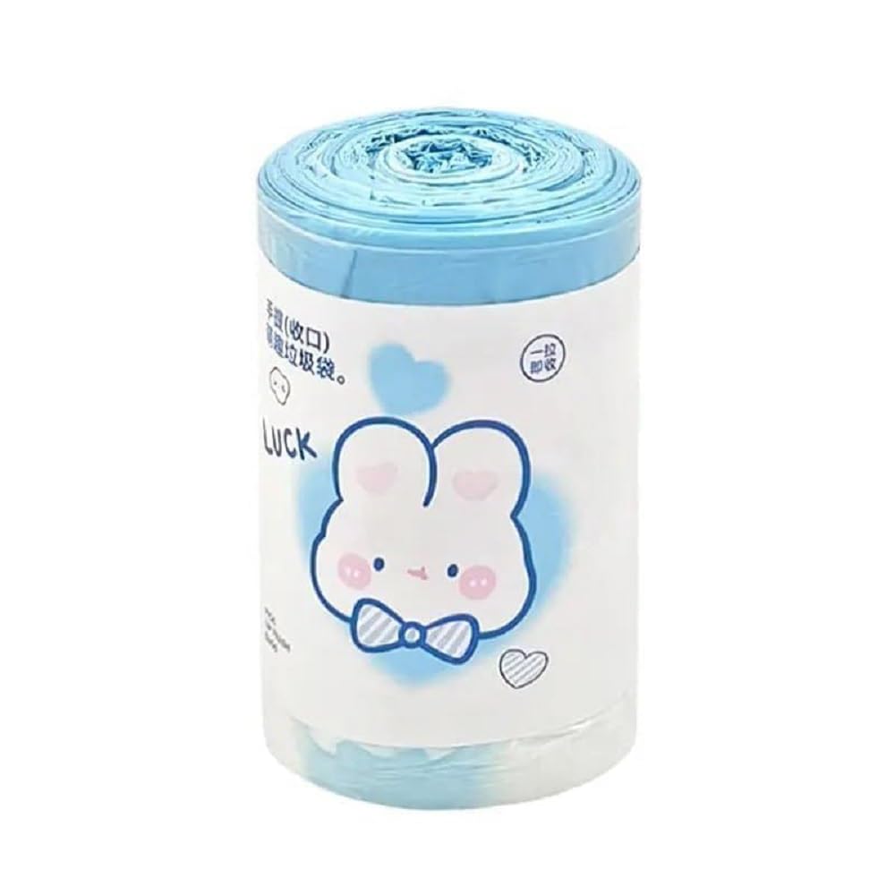 21030 Drawstring Garbage Bags, 1 Roll, Tear-Resistant Disposable Bin Liners with Detachable Handles for Wet and Dry Waste, Kitchen Dustbin, Shopping and Home Use