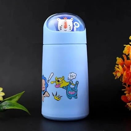 20059 Double Wall Cartoon Glass Water Bottle – 350ml Leak-Proof Cute Bottle for Kids & Adults
